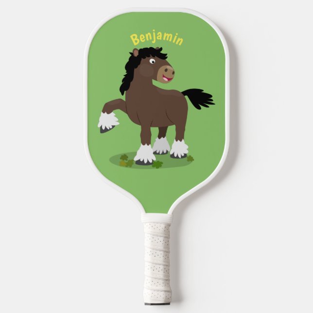 Niedliche Darstellung des Cartoon von Clydesdale Pickleball Schläger (Vorderseite)