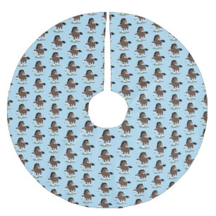 Niedliche Darstellung des Cartoon von Clydesdale Polyester Weihnachtsbaumdecke