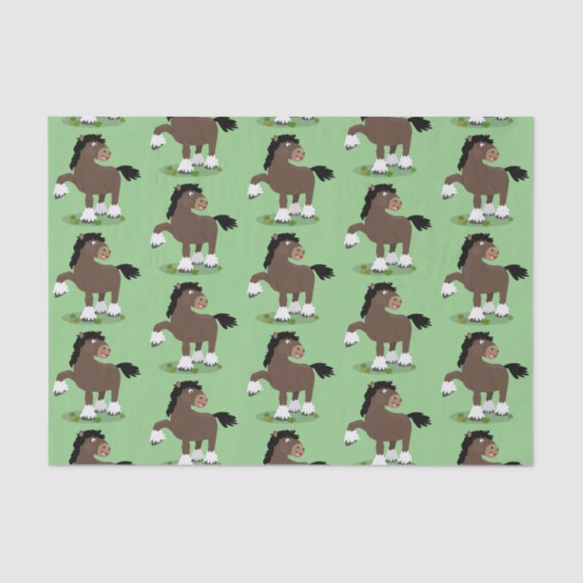 Niedliche Darstellung des Cartoon von Clydesdale Seidenpapier (Vorderseite)