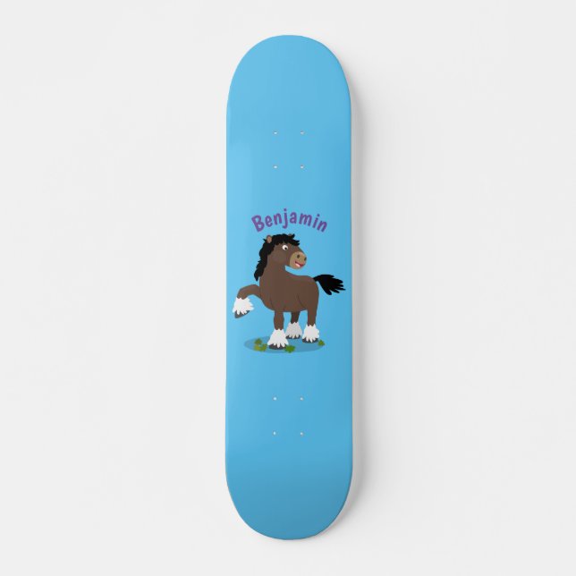 Niedliche Darstellung des Cartoon von Clydesdale Skateboard (Vorne)