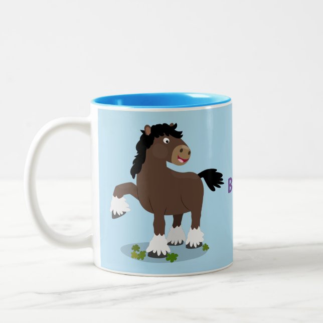 Niedliche Darstellung des Cartoon von Clydesdale Zweifarbige Tasse (Links)