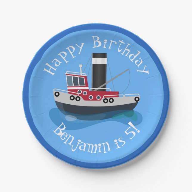 Niedliche Darstellung des Cartoon von Schleppnetze Pappteller (Vorderseite)