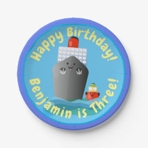 Niedliche Darstellung des Cartoon von Schleppschif Pappteller