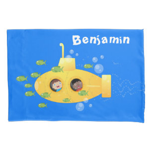Niedliche Darstellung des Cartoon von Unterseefisc Kissenbezug