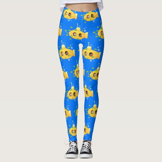 Niedliche Darstellung des Cartoon von Unterseefisc Leggings (Vorderseite)
