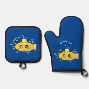 Niedliche Darstellung des Cartoon von Unterseefisc Ofenhandschuh & Topflappen-Set
