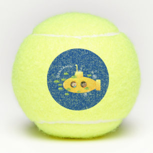 Niedliche Darstellung des Cartoon von Unterseefisc Tennisbälle