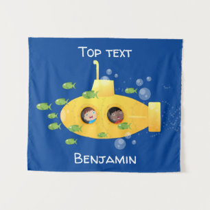 Niedliche Darstellung des Cartoon von Unterseefisc Wandteppich