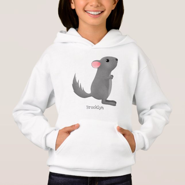 Niedliche Darstellung des Chinchilla-Cartoon Hoodie (Vorderseite)