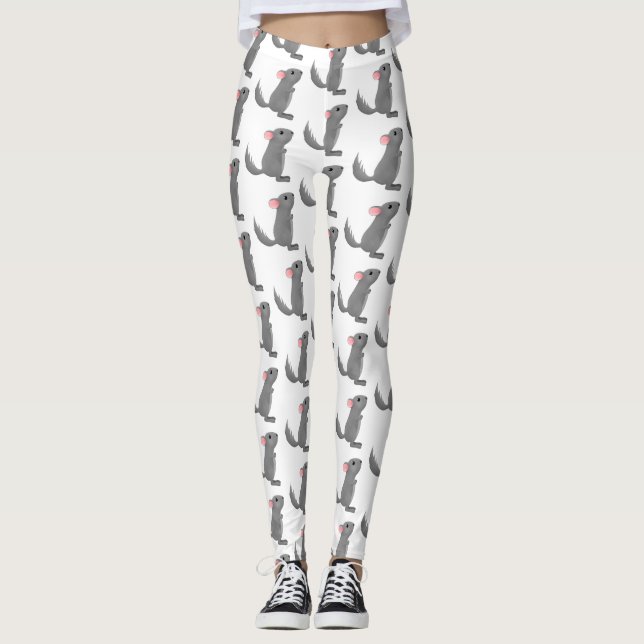 Niedliche Darstellung des Chinchilla-Cartoon Leggings (Vorderseite)