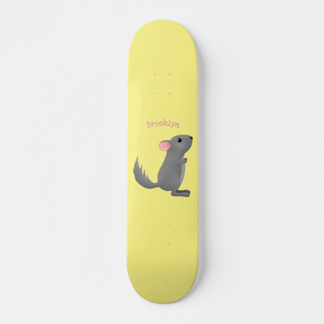 Niedliche Darstellung des Chinchilla-Cartoon Skateboard (Vorne)