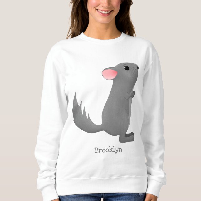 Niedliche Darstellung des Chinchilla-Cartoon Sweatshirt (Vorderseite)