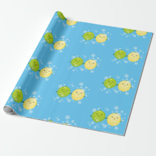 Niedliche Darstellung des Limonen Cartoon Geschenkpapier