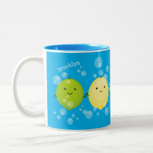 Niedliche Darstellung des Limonen Cartoon Zweifarbige Tasse