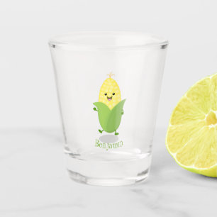 Niedliche Darstellung des Mais-Cartoon Schnapsglas