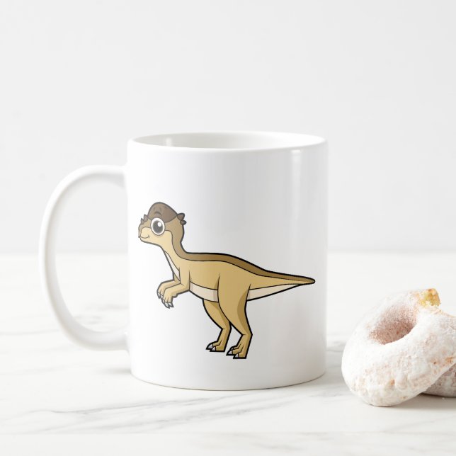 Niedliche Darstellung eines Pachycephalosaurus-Din Kaffeetasse (Mit Donut)