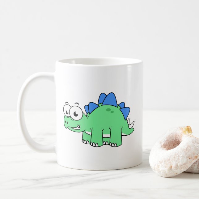 Niedliche Darstellung eines Stegosaurus. 2 Kaffeetasse (Mit Donut)