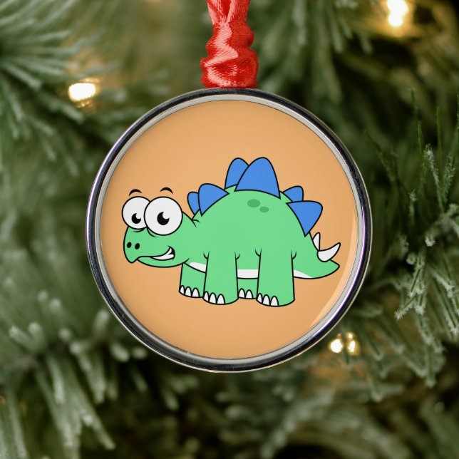 Niedliche Darstellung eines Stegosaurus. 2 Ornament Aus Metall (Baum)