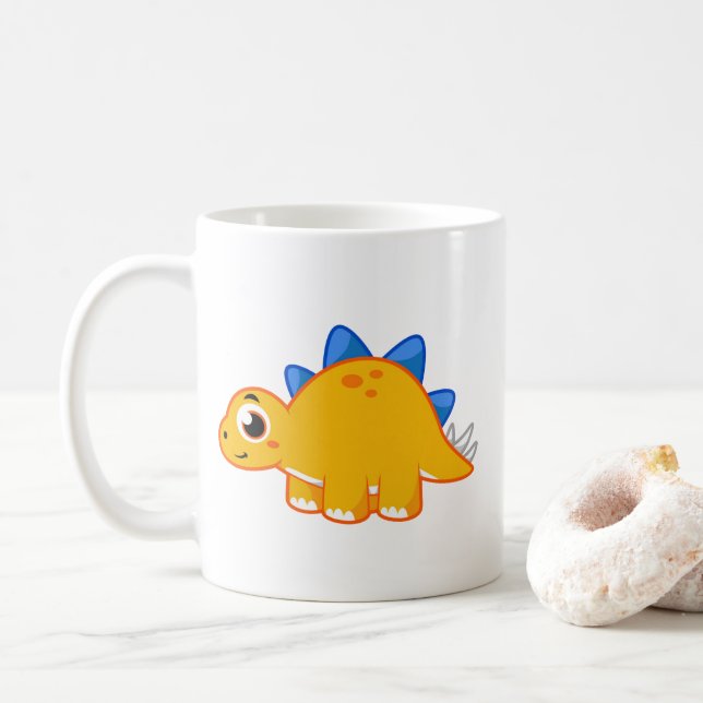 Niedliche Darstellung eines Stegosaurus. Kaffeetasse (Mit Donut)