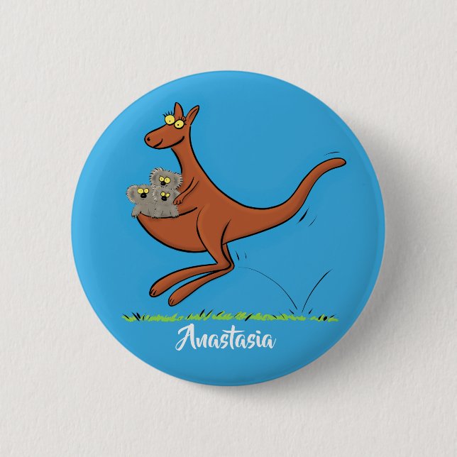 Niedliche Darstellung von Känguru und Koalas-Carto Button (Vorderseite)