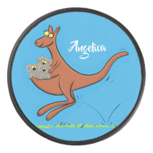 Niedliche Darstellung von Känguru und Koalas-Carto Eishockey Puck