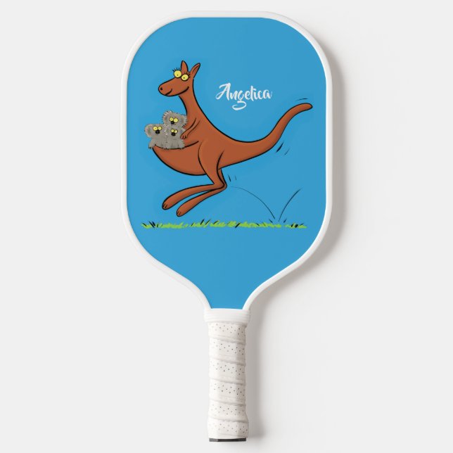Niedliche Darstellung von Känguru und Koalas-Carto Pickleball Schläger (Vorderseite)