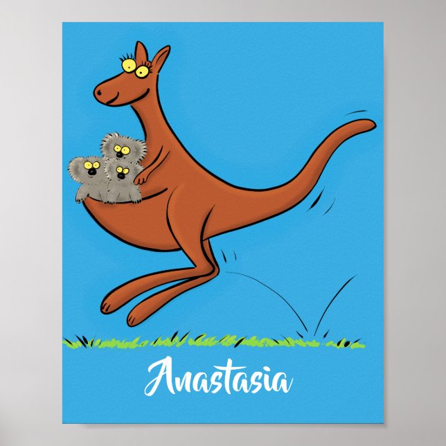 Niedliche Darstellung von Känguru und Koalas-Carto Poster (Vorne)
