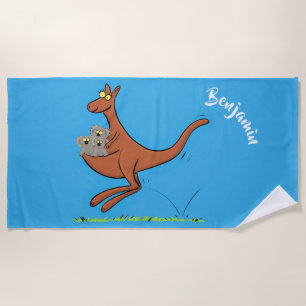 Niedliche Darstellung von Känguru und Koalas-Carto Strandtuch