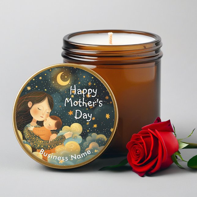 Niedliche Darstellung von Mutter und Kind | Mutter Runder Aufkleber (Cute Illustration of Mother & Child | Mother's Day Classic Round Sticker)