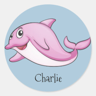Niedliche Delphin-Nameaufkleber Runder Aufkleber
