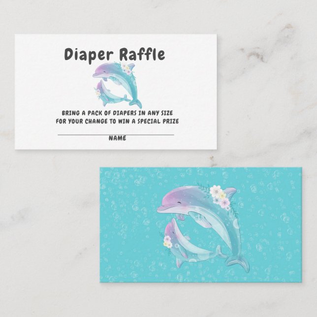 Niedliche Delphine Girl Baby Shower Business Card Visitenkarte (Vorne/Hinten)