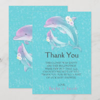Niedliche Delphinen Girl Babydusche Danke Karte