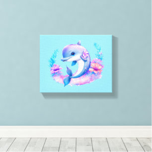 Niedliche Delphinmeerkreatur Leinwanddruck