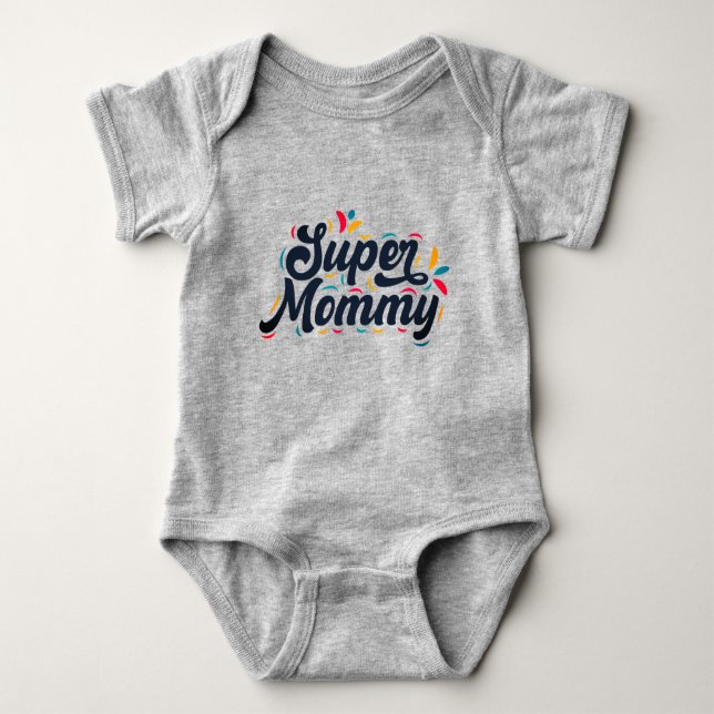 Niedliche Design Typografie Super Mommy Baby Strampler (Vorderseite)