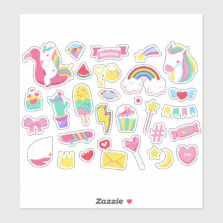 Niedliche Designs Bundle Unicorn Girls Fairy Stick Aufkleber