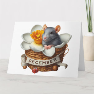 Niedliche Dezember-Mouse Geburtstagskarte Karte