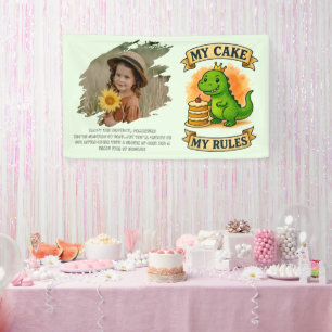Niedliche Dino Birthday Queen My Cake Meine Regeln Banner