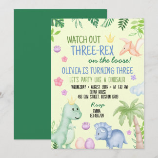 Niedliche Dino Boy Geburtstagsparty Einladung
