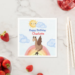Niedliche Dino Dragon Boy Geburtstagsparty Serviette