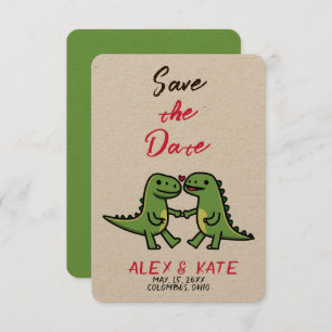 Niedliche Dino-Hochzeit Sichern Sie den Termin Ank Save The Date