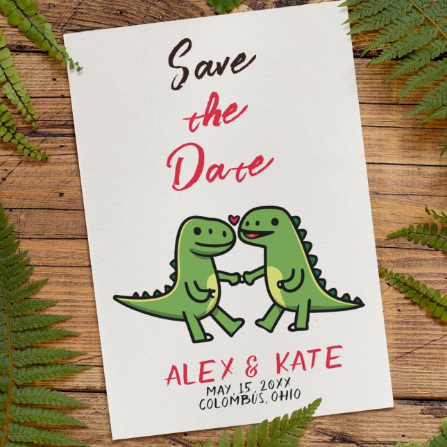 Niedliche Dino-Hochzeit Sichern Sie den Termin Ank Save The Date (Dinosaur Wedding Invitations
)