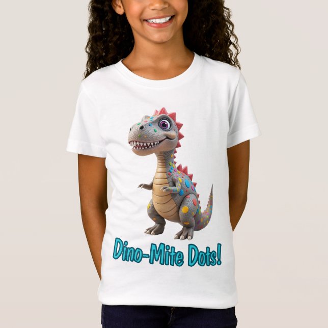 Niedliche Dino-Mite Dots Farbenfrohe Dinosaurier K T-Shirt (Vorderseite)