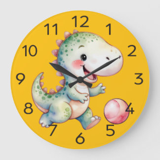 Niedliche Dino-T-Rex-Wandleuchte Große Wanduhr