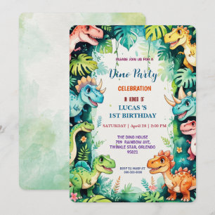 Niedliche DIno Wildblume Dinosaurier 1. Geburtstag Save The Date