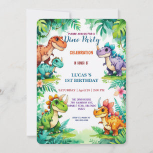 Niedliche DIno Wildblume Dinosaurier 1. Geburtstag Save The Date