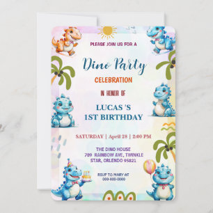 Niedliche DIno Wildblume Dinosaurier 1. Geburtstag Save The Date