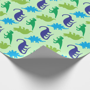Niedliche Dinosaur Baby Dusche Dino Blue und Green Geschenkpapier