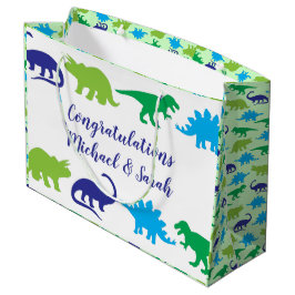 Niedliche Dinosaur Baby Dusche Dino Blue und Green Große Geschenktüte