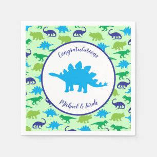 Niedliche Dinosaur Baby Dusche Dino Blue und Green Serviette