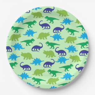 Niedliche Dinosaur Babydusche Dino Blue und Green Pappteller